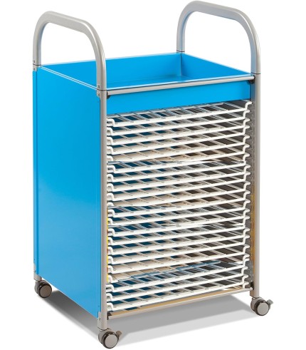 Gratnells Art Storage Trolley with trays and drying racks (cyan with racks)