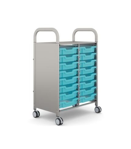 Callero Plus Shield Double Silver Trolley 16 Shallow Antimicrobial Kiwi Jelly Trays