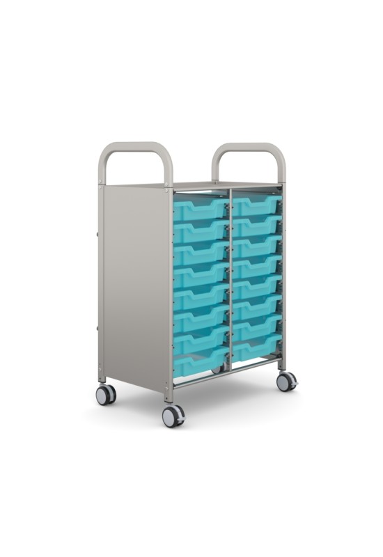 Callero Plus Shield Double Silver Trolley 16 Shallow Antimicrobial Kiwi Jelly Trays