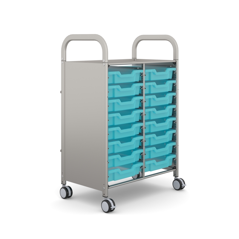 Callero Plus Shield Double Silver Trolley 16 Shallow Antimicrobial Kiwi Jelly Trays