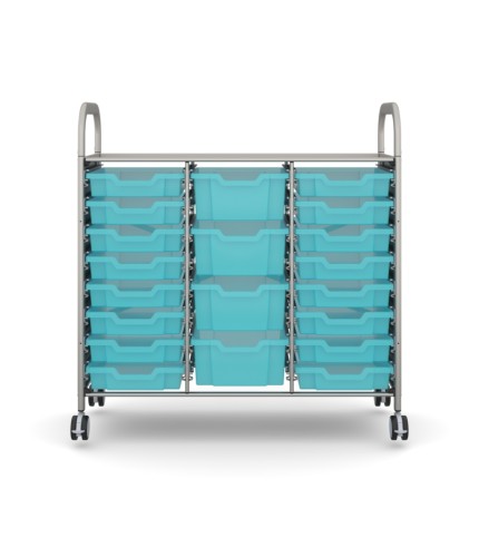 Callero Plus Shield Treble Silver Trolley 16 Shallow and 4 Deep Antimicrobial Kiwi Jelly Trays