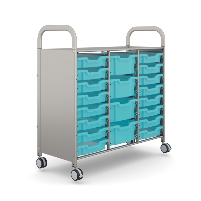 Callero Plus Shield Treble Silver Trolley 16 Shallow and 4 Deep Antimicrobial Kiwi Jelly Trays