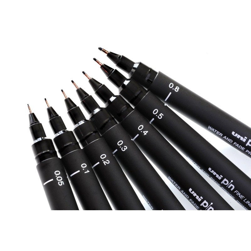 uni-ball Pin Drawing Pens 0.05,0.8 - Black, Pack of 5