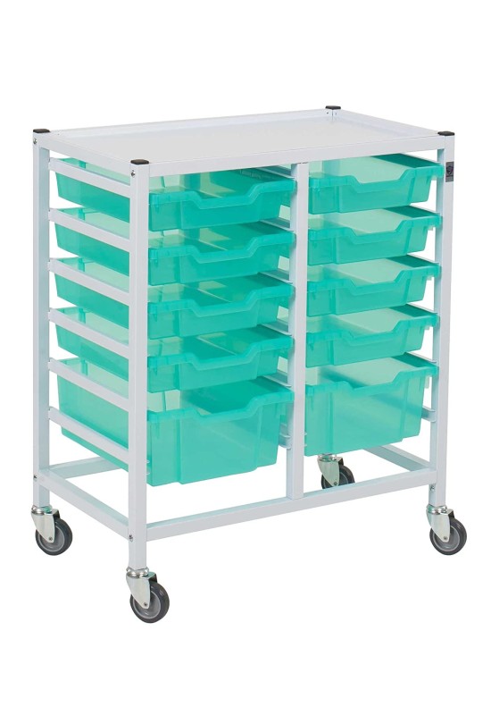 Gratnells Compact Double Column Fixed Runner Trolley Anti-Micro