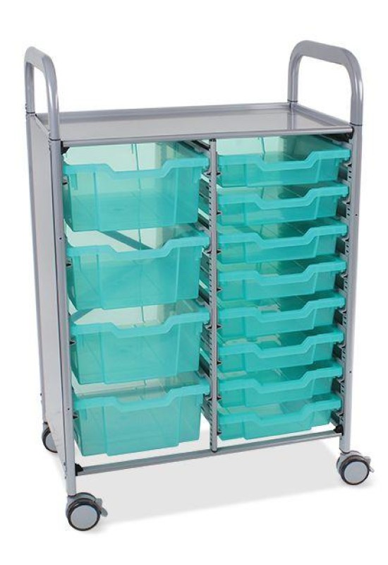 Callero Shield Antimicrobial Double Trolley with Shallow and Deep Trays