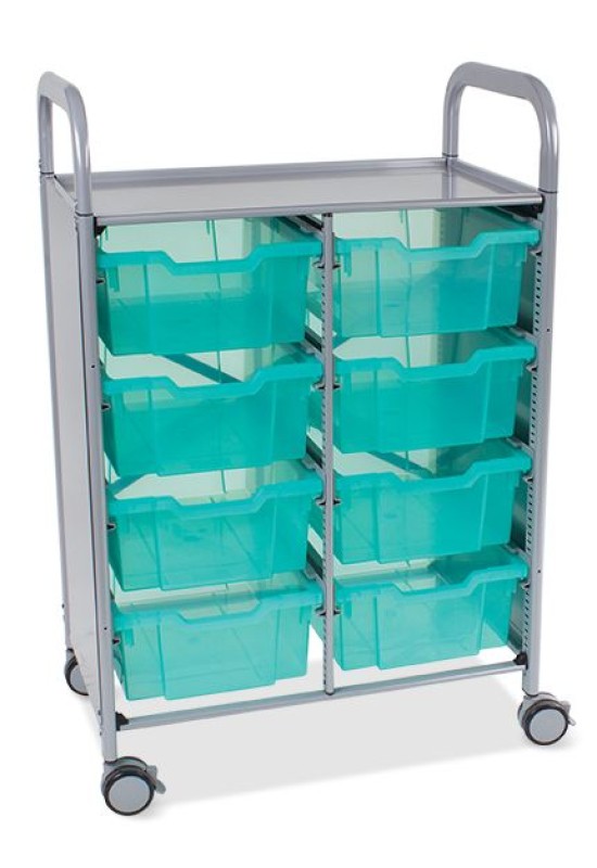 Callero Shield Antimicrobial Double Trolley with Deep Trays